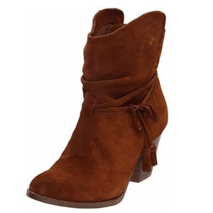 MIA Dani Rust Suede Heeled Ankle Boots